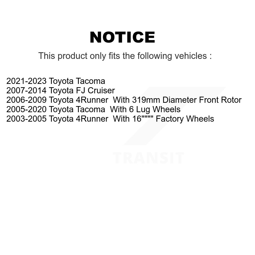 Front Coated Disc Brake Rotor (1 Piece Only) GCR-980670 For Toyota Tacoma 4Runner FJ Cruiser - Image 2