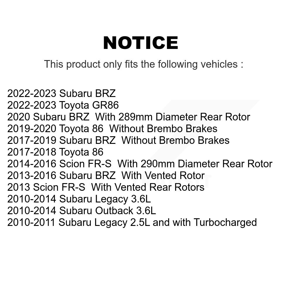 Rear Coated Disc Brake Rotor (1 Piece Only) GCR-980785 For Subaru Outback Legacy BRZ Scion FR-S 86 - Image 2