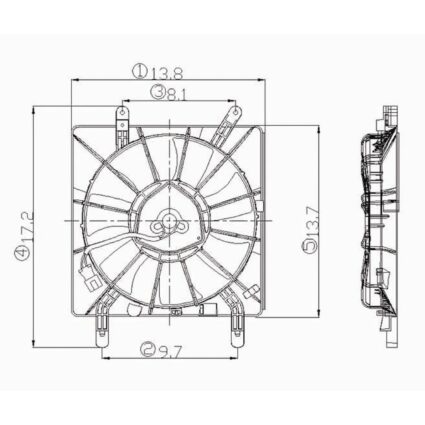 A/C Condenser Fan Assembly Includes Motor/Blade/Shroud for Acura RSX 2002–2005