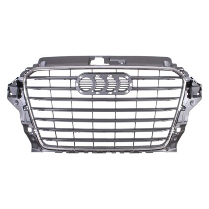 Grille Assembly w/o S-Line Pkg Stone Grey for Audi A3 2015–2016