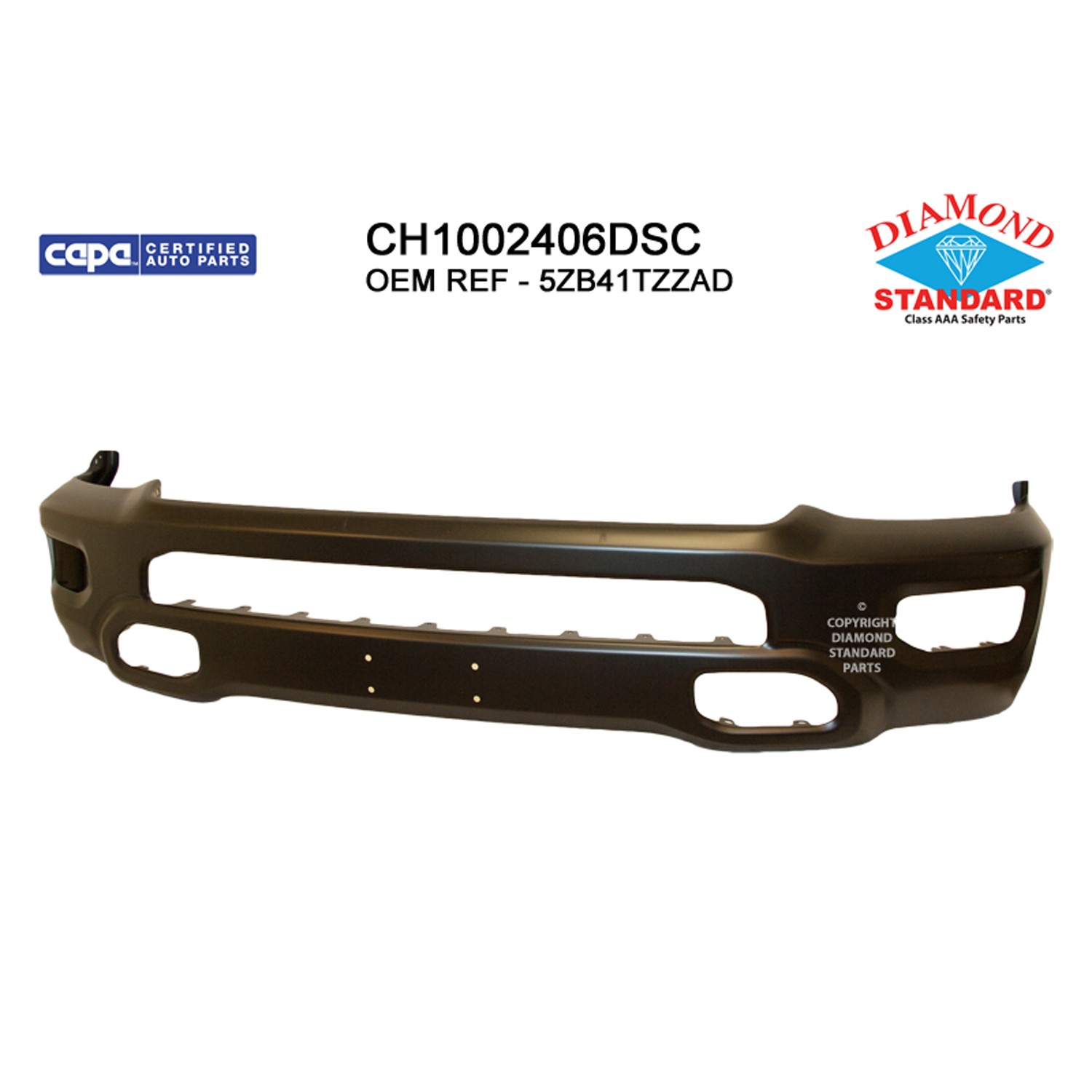 Bumper Face Bar Front Primed CAPA for Ram 1500 Limited Laramie Sport Big Horn Lone Star SLT SXT Tradesman Laramie Longhorn HFE Longhorn Laramie Sport ST Hemi Sport Special Service TRX Limited Longhorn TRX Launch Edition Big Horn OffRoad 2019–2024