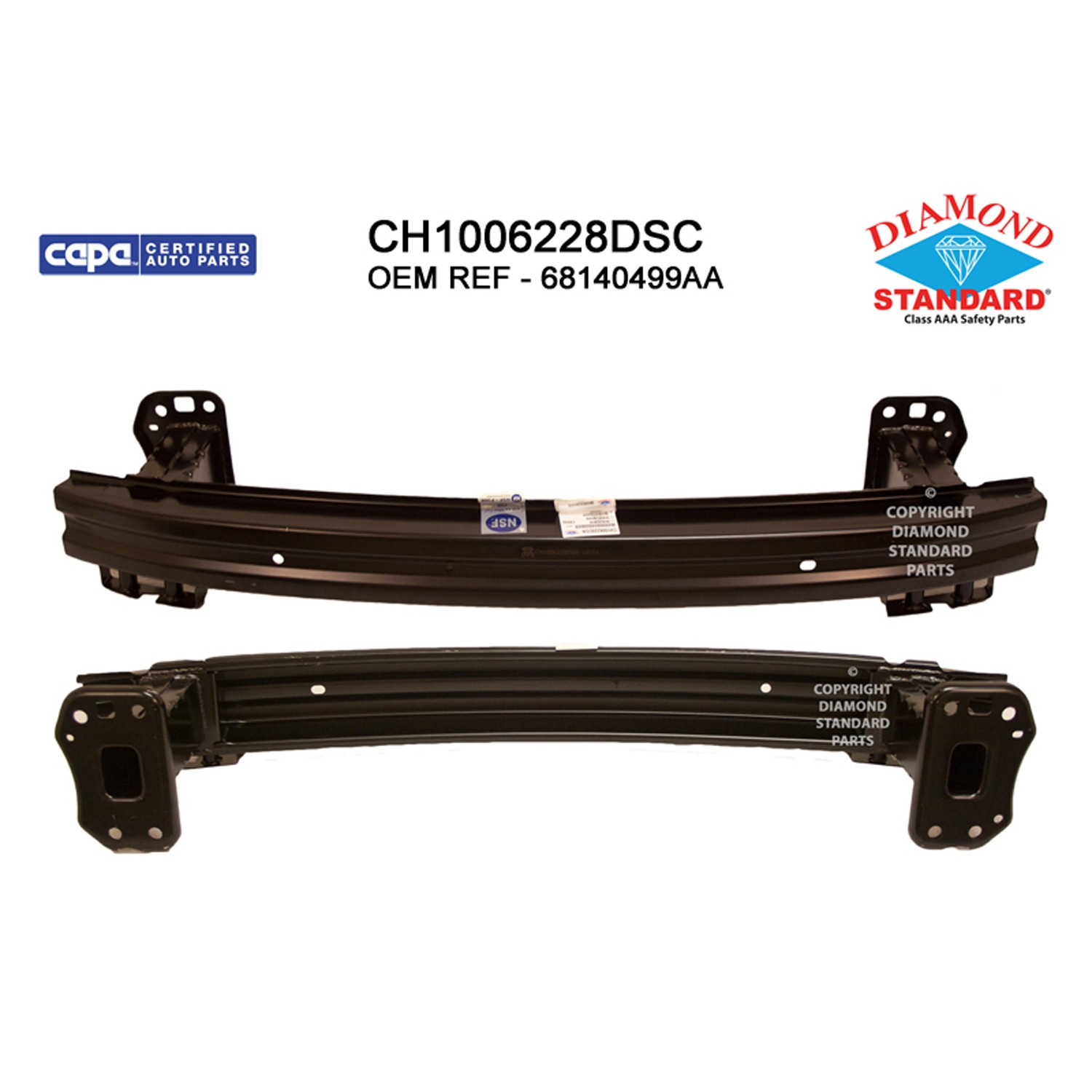 Bumper Cover Reinforcement Front w/o Adaptive Cruise Control w/Tow Hook CAPA for Jeep Cherokee 2014–2018