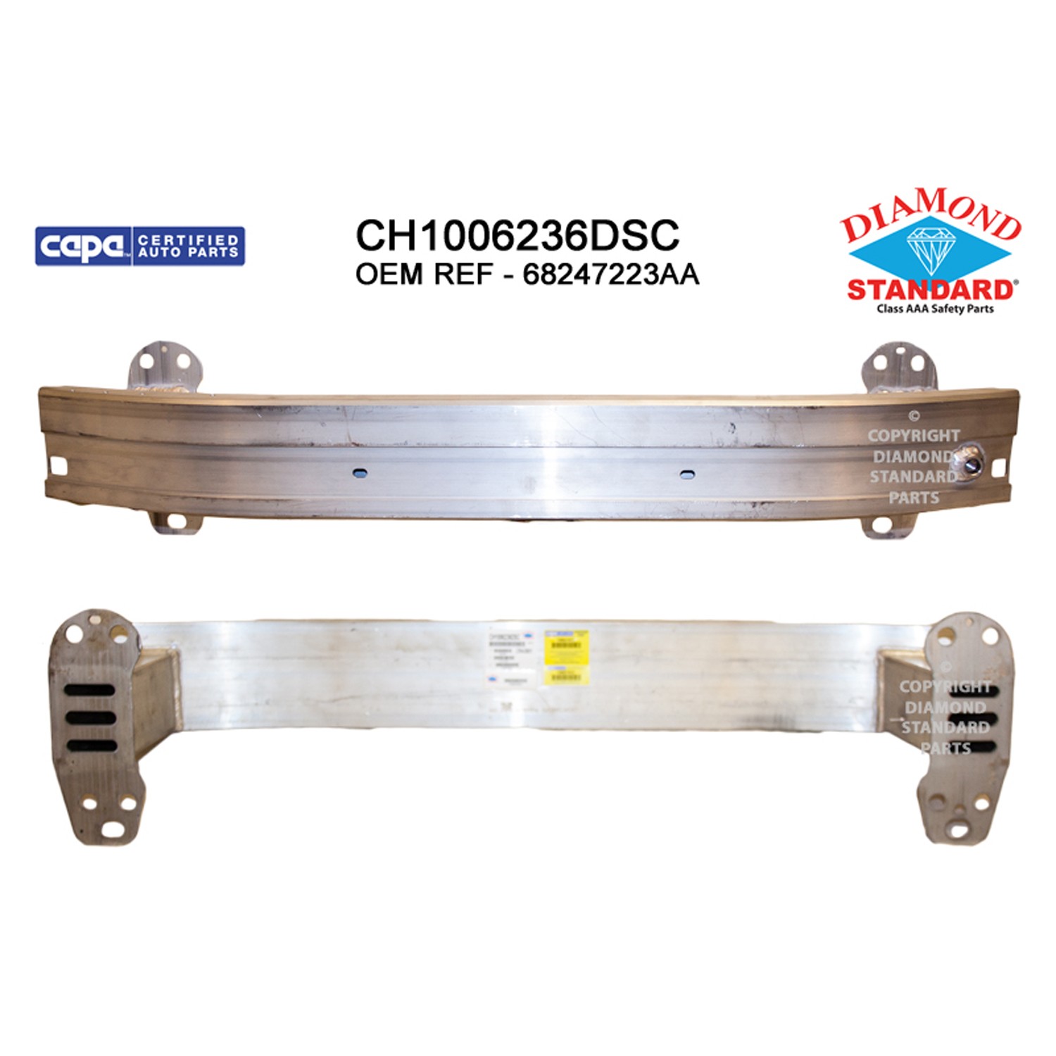 Bumper Cover Reinforcement Front CAPA for Fiat 500X Jeep Renegade