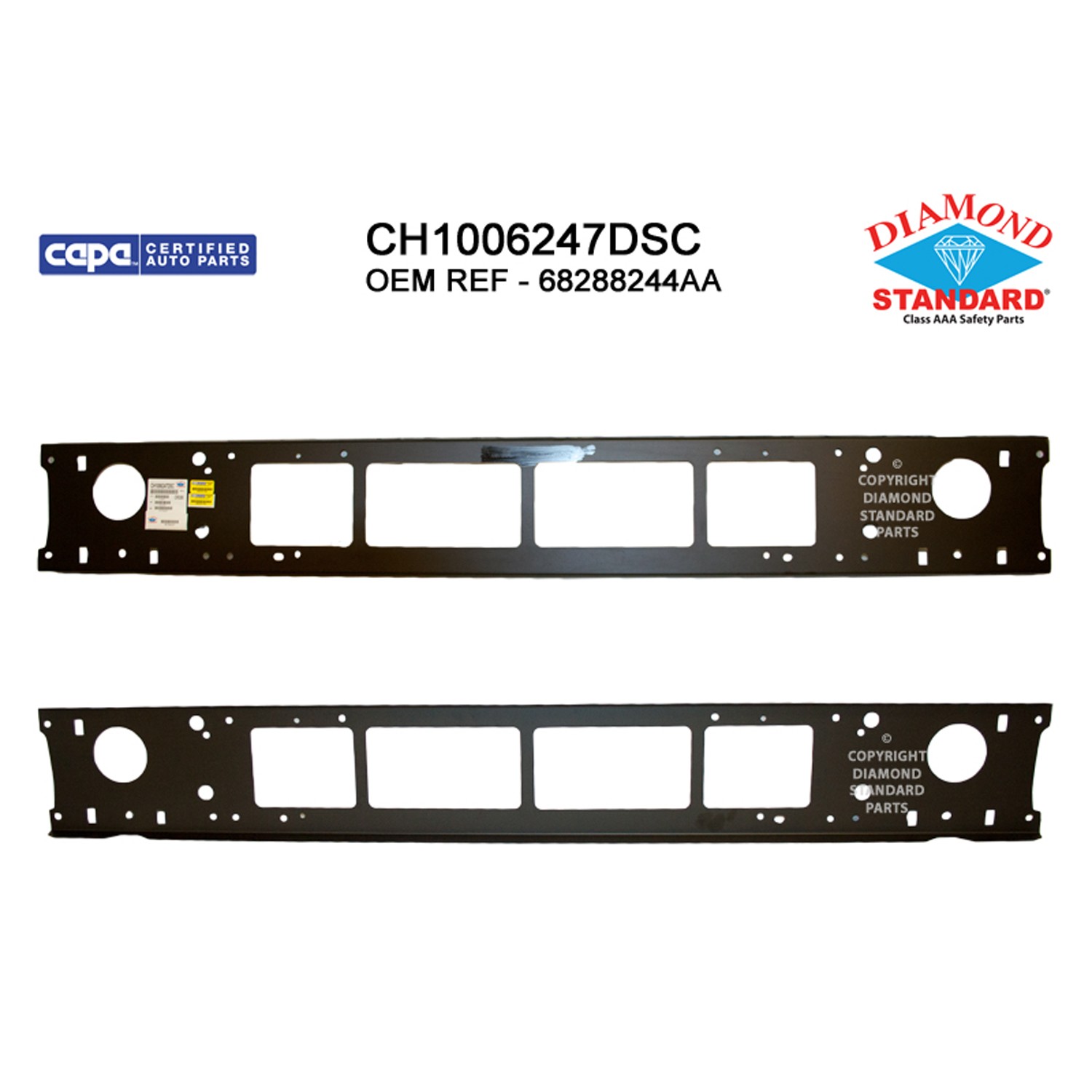 Bumper Cover Reinforcement Front CAPA for Ram 1500 Limited Laramie Sport Big Horn Lone Star SLT SXT Tradesman Laramie Longhorn HFE Longhorn Laramie Sport ST Hemi Sport Special Service TRX Limited Longhorn TRX Launch Edition Big Horn OffRoad 2019–2024