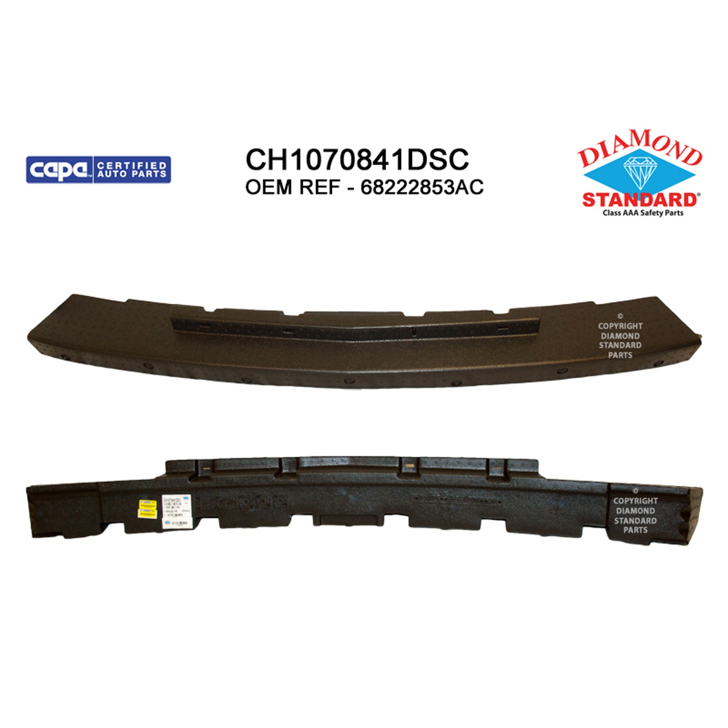 Bumper Impact Absorber Front w/o Fog Lamps CAPA for Dodge Challenger 2015–2023