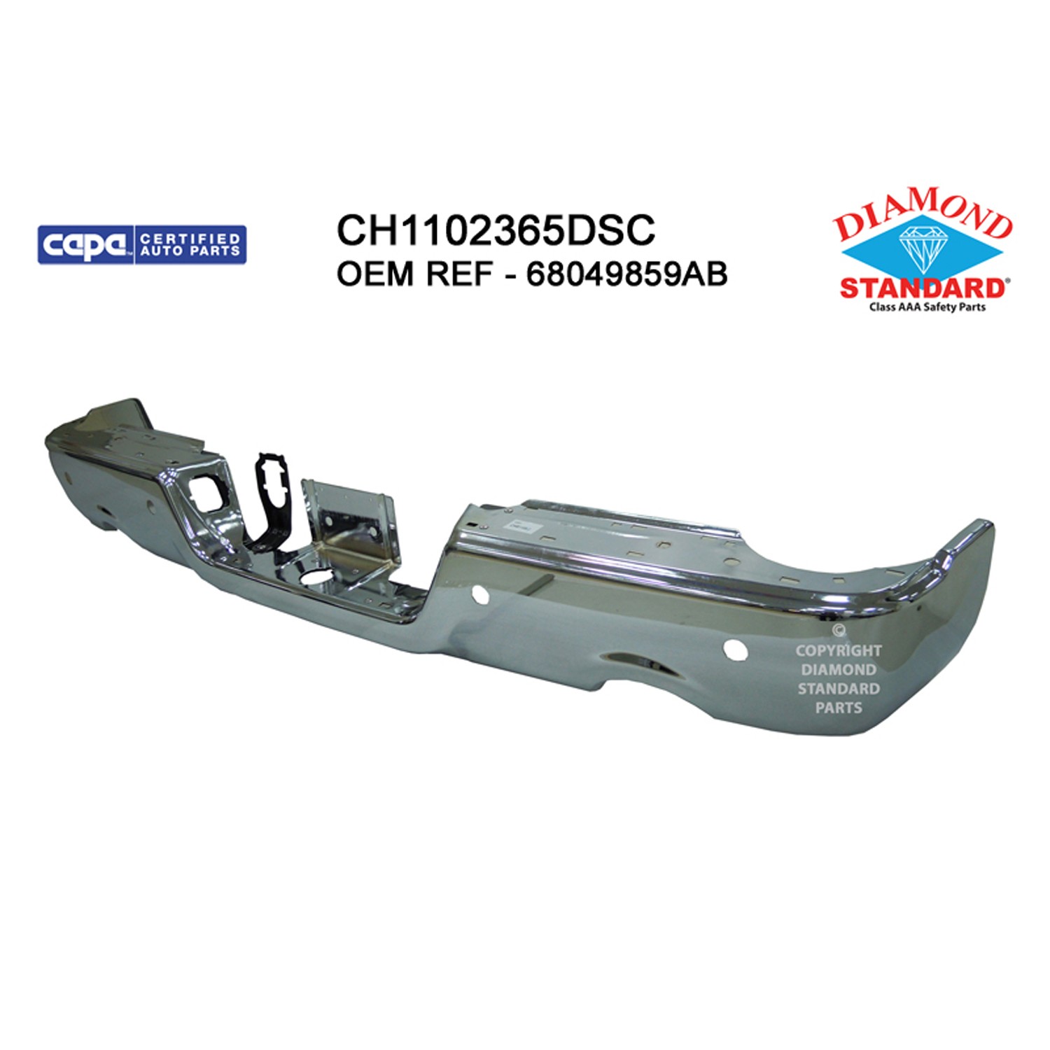 Bumper Face Bar Rear w/Dual Exhaust w/Parking Sensor Chrome CAPA for Dodge Ram 1500 Ram 1500 1500 Classic
