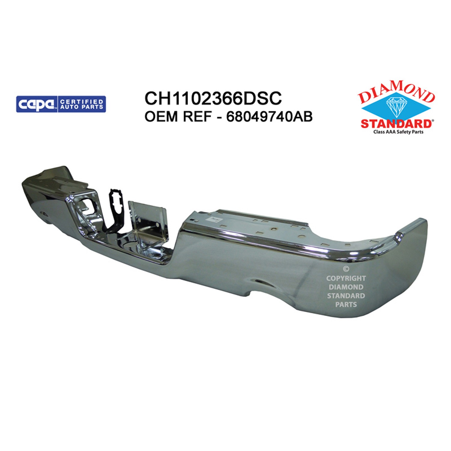 Bumper Face Bar Rear w/Dual Exhaust w/o Parking Sensor Chrome CAPA for Dodge Ram 1500 Ram 1500 1500 Classic