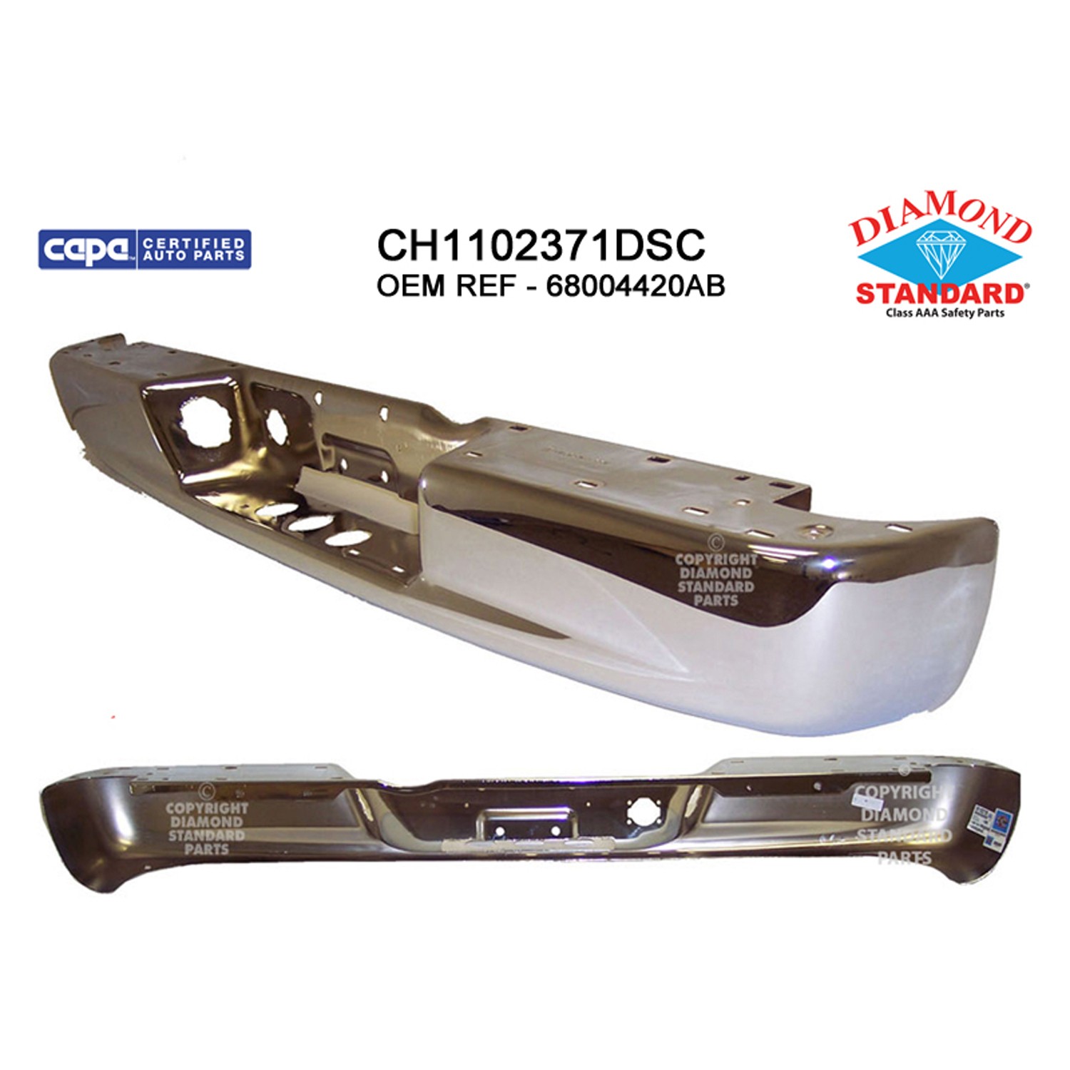 Bumper Face Bar Rear Chrome CAPA for Dodge Ram 1500 Ram 2500 Ram 3500
