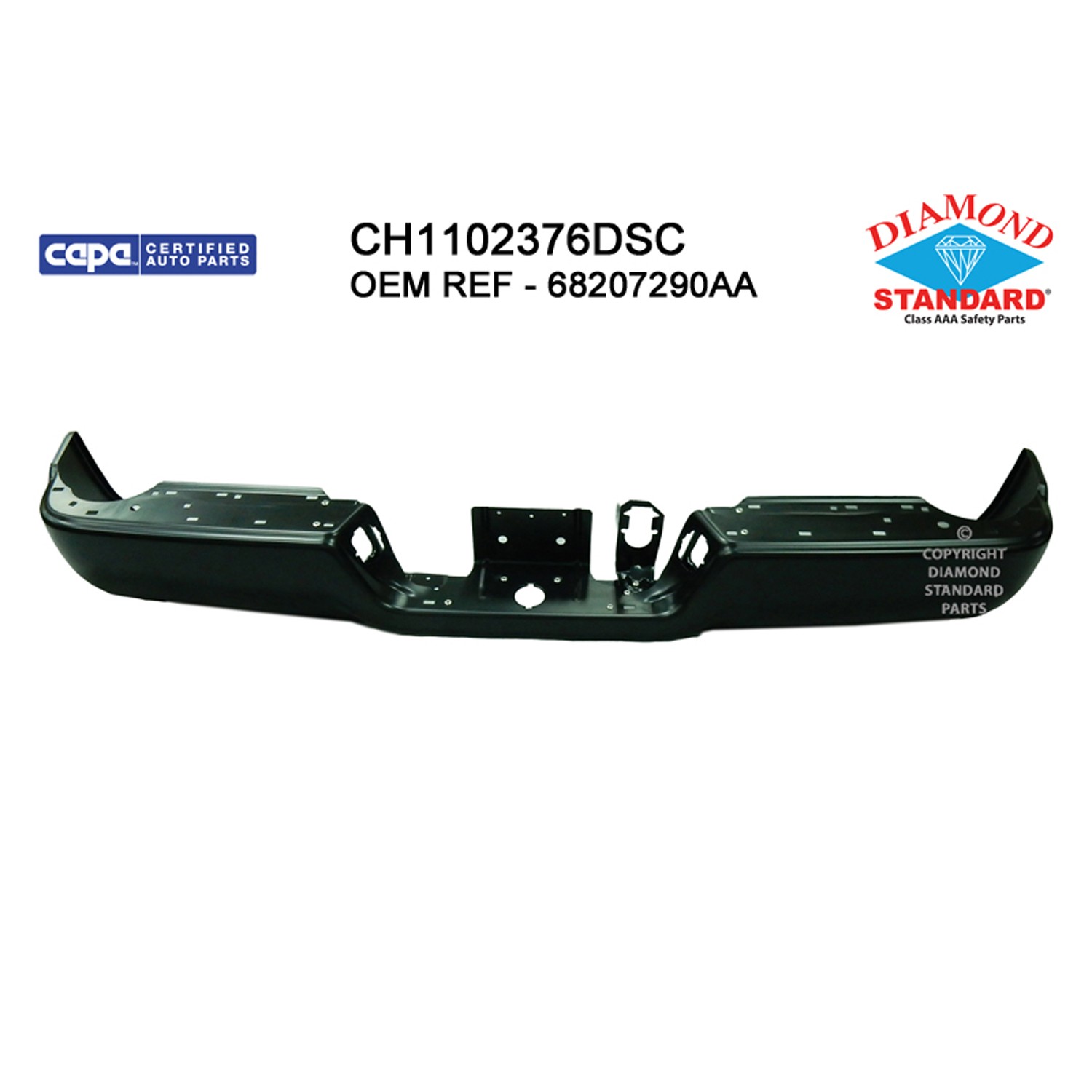 Bumper Face Bar Rear w/o Parking Sensors CAPA for Ram 3500 2500