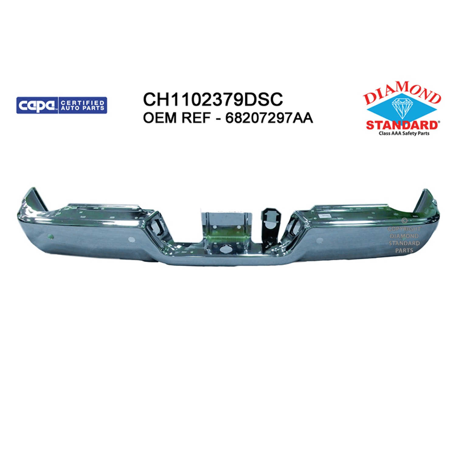 Bumper Face Bar Rear w/Parking Sensors Chrome CAPA for Ram 3500 2500