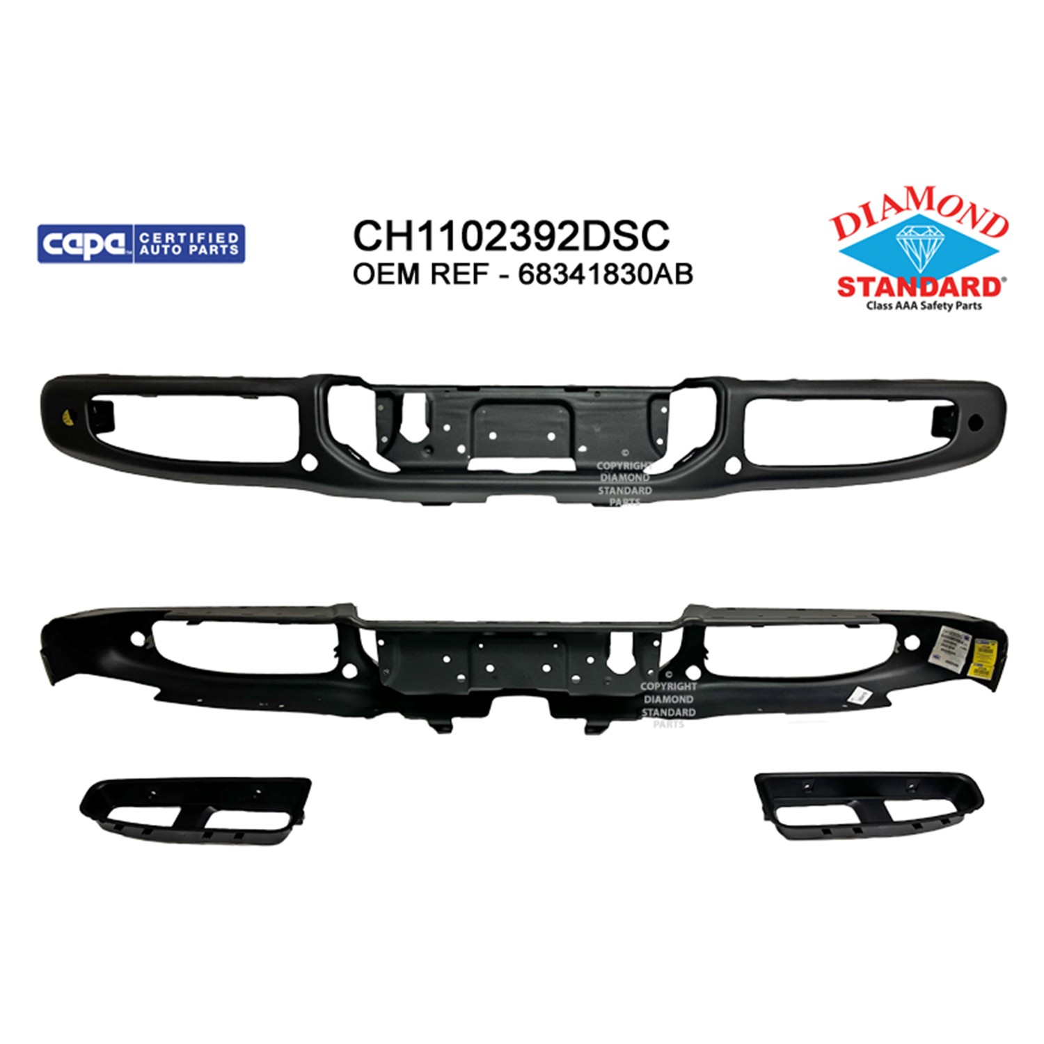 Bumper Face Bar Rear w/Parking Sensors CAPA for Jeep Gladiator 2020–2024