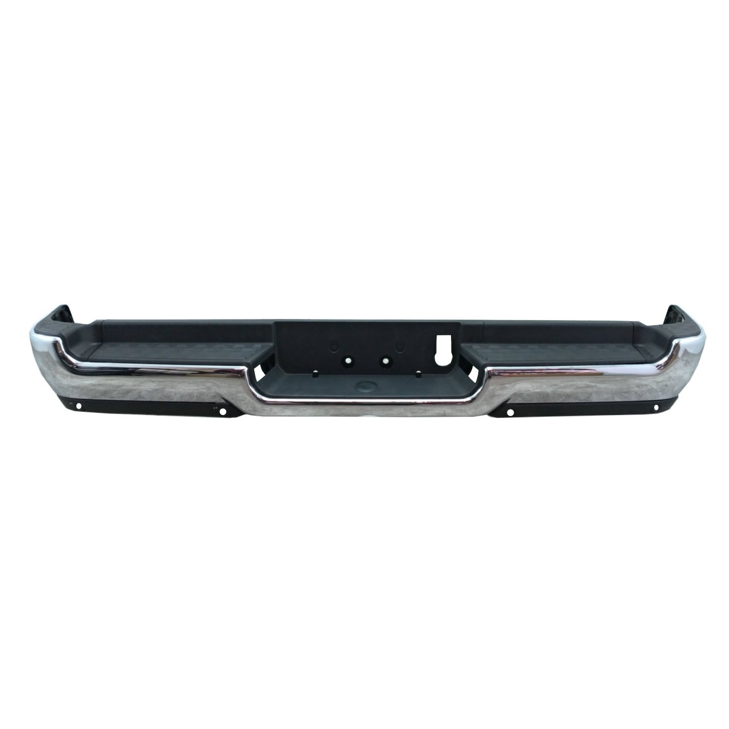 Bumper Assembly Rear Single Exhaust w/Adv Park w/Parking Sensor w/o Lamps Chrome CAPA for Ram 1500 Limited Laramie Sport Big Horn Lone Star SLT SXT Tradesman Laramie Longhorn HFE Longhorn Laramie Sport ST Hemi Sport Special Service TRX Limited Longhorn TRX Launch Edition Big Horn OffRoad 2019–2024