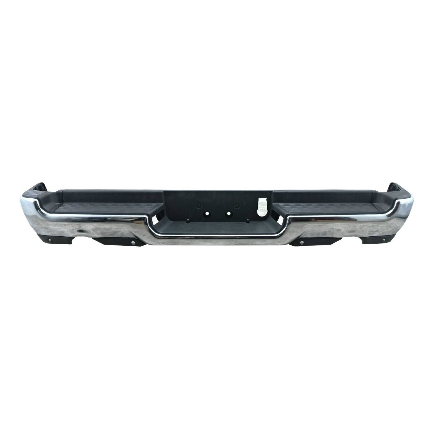 Bumper Assembly Rear Dual Exhaust w/Adv Park w/Park w/o Lamps Chrome CAPA for Ram 1500 Limited Laramie Sport Big Horn Lone Star SLT SXT Laramie Longhorn HFE Longhorn Laramie Sport ST Hemi Sport Special Service TRX Limited Longhorn TRX Launch Edition Big Horn OffRoad 2019–2024