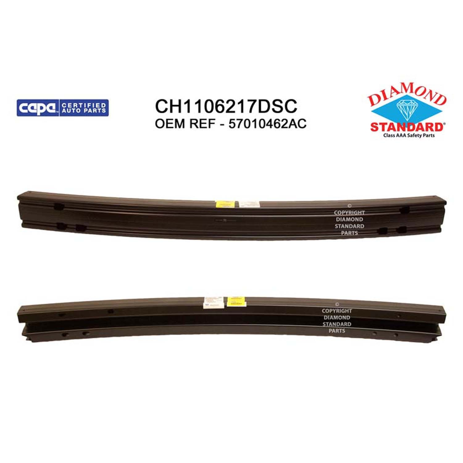 Bumper Cover Reinforcement Rear CAPA for Chrysler 300 Dodge Charger