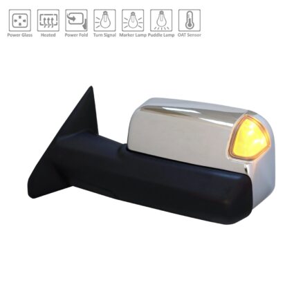 Door Mirror Assembly Left w/Towing Pkg w/o Blind Spot Sensor w/o Surround View w/o Memory Chrome for Ram 2500 3500