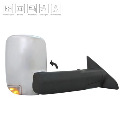 Door Mirror Assembly Right w/o Memory Power-Folding Chrome for Ram 2500 3500