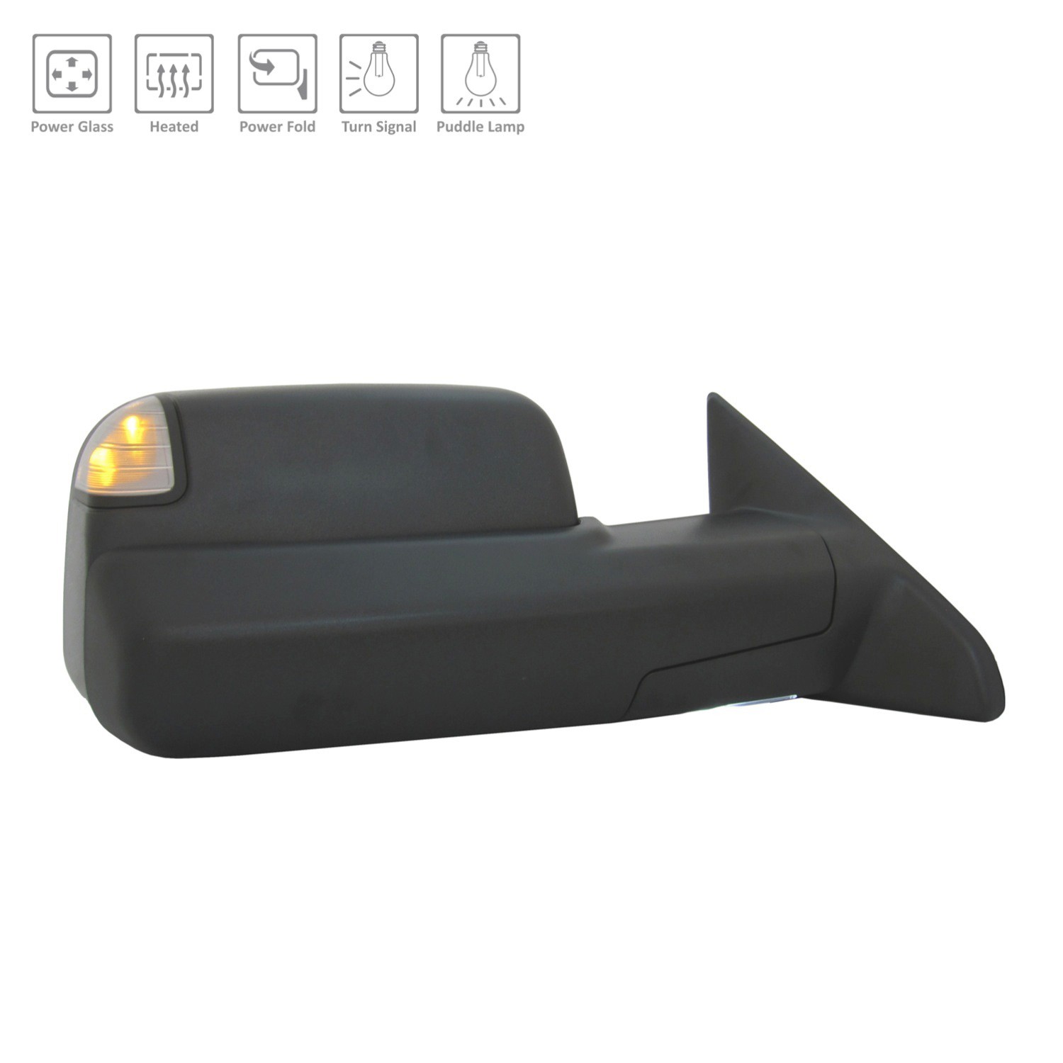Door Mirror Assembly Right w/o Memory Power-Folding Black for Ram 3500 2015–2018