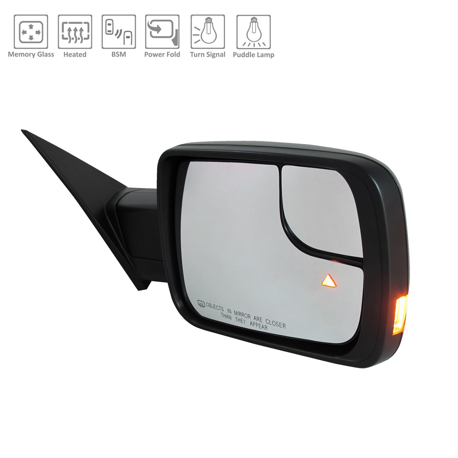 Door Mirror Assembly Right Standard Type w/o S/V Camera w/Blind Spot Detection for Ram 1500 2019–2022