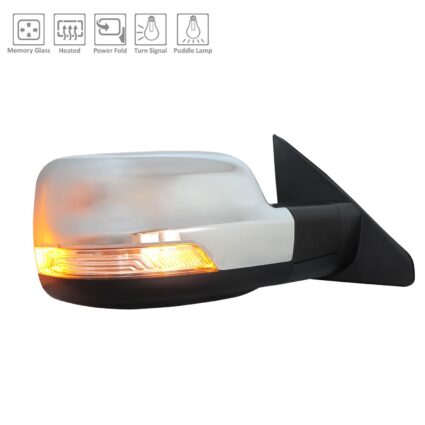 Door Mirror Assembly Right Standard Type w/o Blind Spot Detection w/o Dimming Chrome for Ram 1500 2020–2022