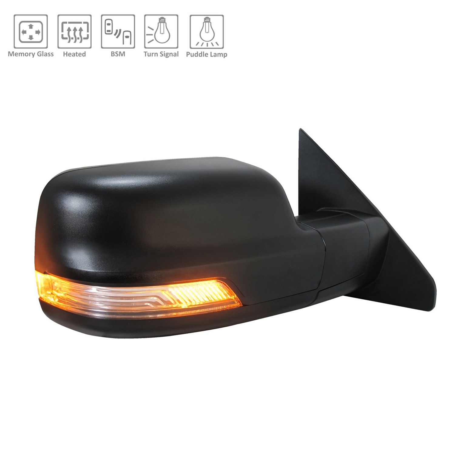 Door Mirror Assembly Right Standard Type w/BLIS Black for Ram 1500 2022