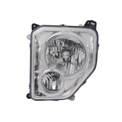 Headlight Assembly Composite Left w/Fog Lamps Chrome Bezel Round Bulb Shield CAPA for Jeep Liberty 2010–2012