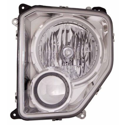 Headlight Assembly Composite Left w/o Fog Lamps Chrome Bezel Round Bulb Shield for Jeep Liberty 2010–2012
