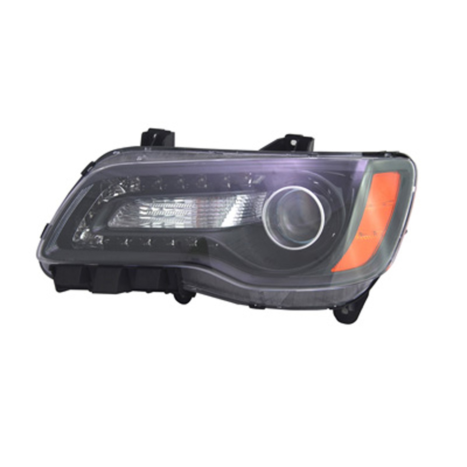 Headlight Assembly Composite Left Halogen Black Bezel for Chrysler 300 2012–2014