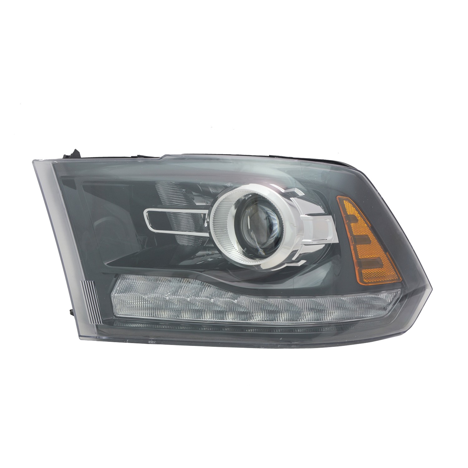 Headlight Assembly Composite Left Halogen Projector Type Black Bezel CAPA for Ram 1500 Sport 2013–2014