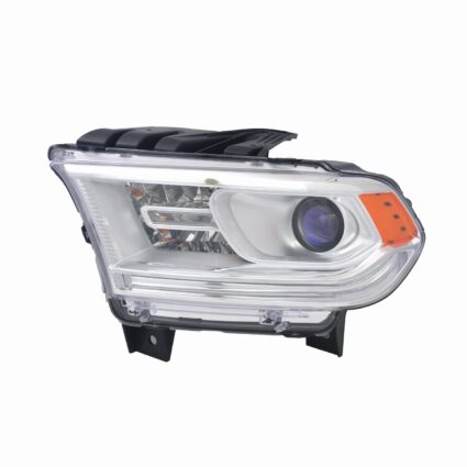 Headlight Assembly Composite Left Halogen w/DRL Chrome Trim for Dodge Durango 2014–2015