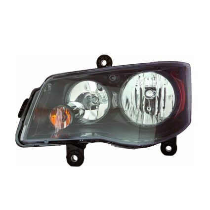 Headlight Assembly Composite Left Halogen Quad Lamps w/Black Bezel CAPA for Dodge Grand Caravan Chrysler Town & Country