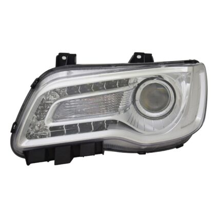Headlight Assembly Composite Left Halogen Projector Type Chrome Bezel CAPA for Chrysler 300 2018–2023