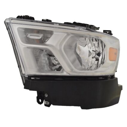 Headlight Assembly Composite Left Halogen Chrome Trim for Ram 1500 2019–2024