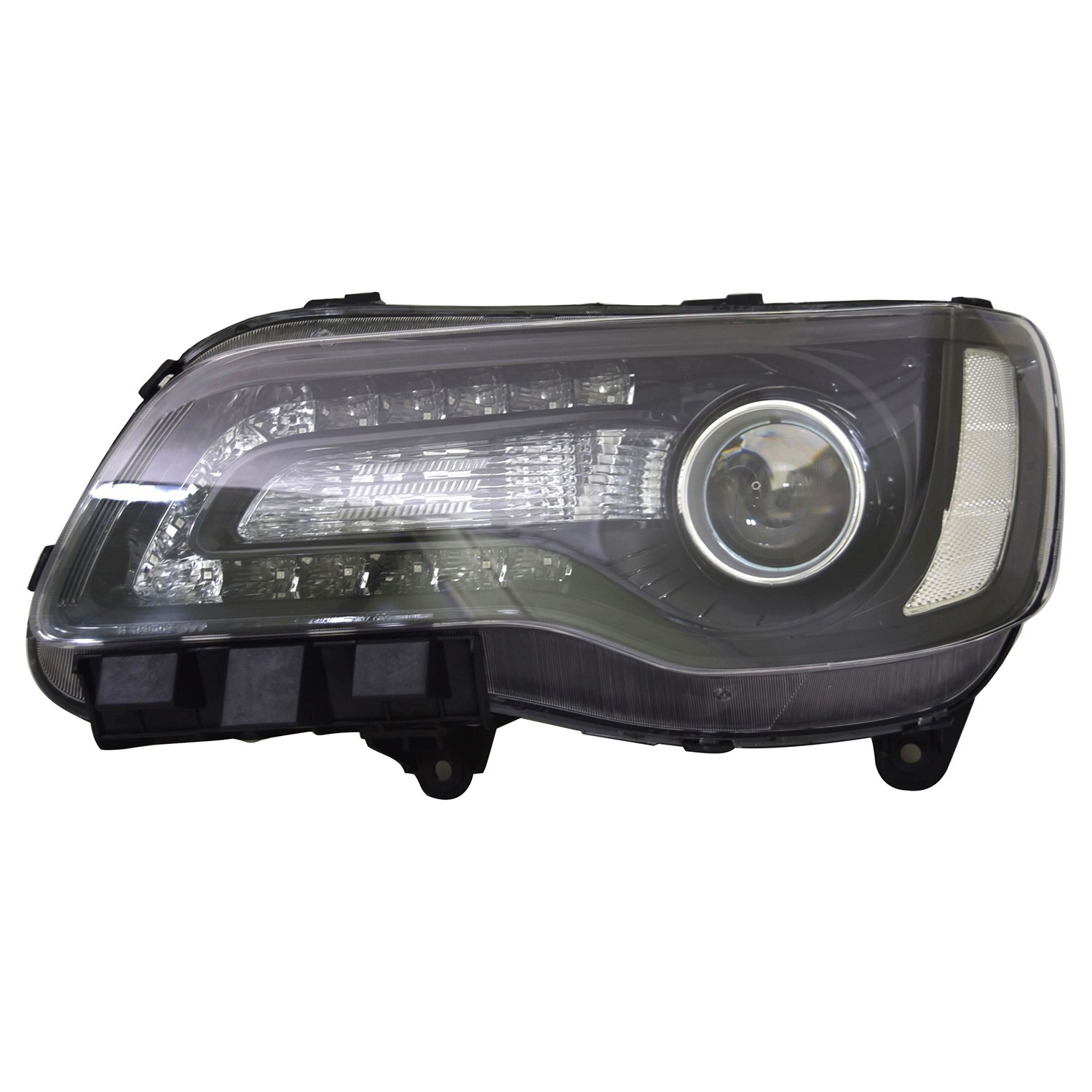 Headlight Assembly Composite Left Halogen Projector Type Black Bezel for Chrysler 300 2018–2023
