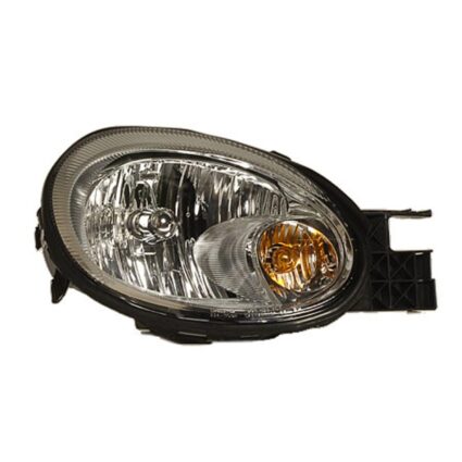 Headlight Assembly Composite Right w/o Headlamp Level System From 5/12/03 w/Chrome Bezel Includes Bulb for Dodge Neon 2003–2005