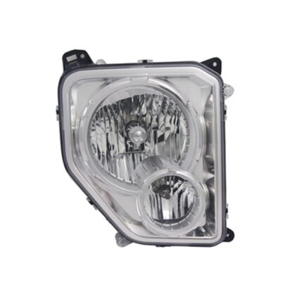 Headlight Assembly Composite Right w/Fog Lamps Chrome Bezel Round Bulb Shield CAPA for Jeep Liberty 2010–2012