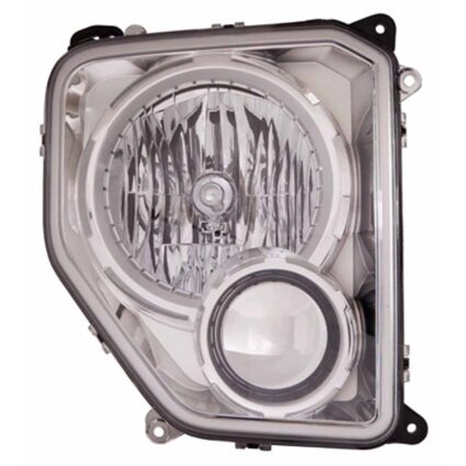 Headlight Assembly Composite Right w/o Fog Lamps Chrome Bezel Round Bulb Shield CAPA for Jeep Liberty 2010–2012