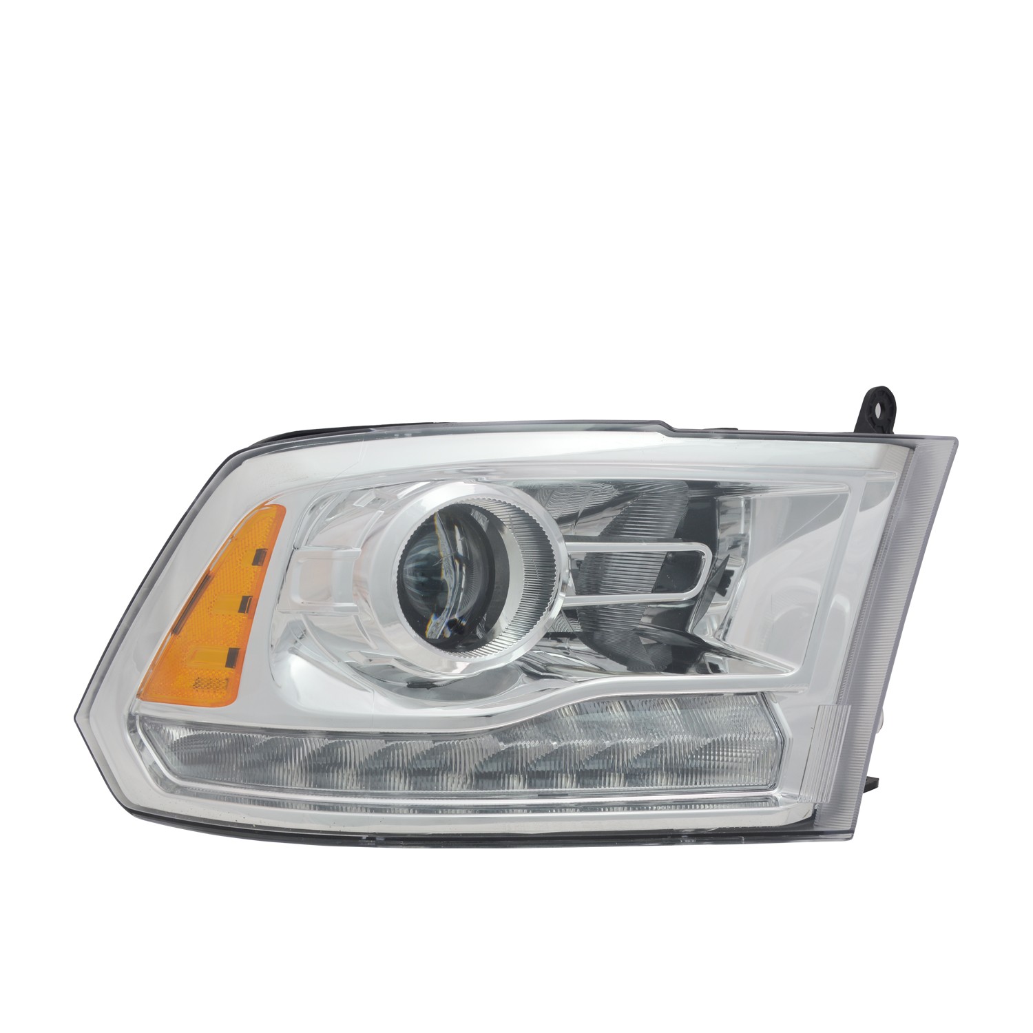 Headlight Assembly Composite Right To 12-14-14 Halogen Projector Type Chrome Bezel CAPA for Ram 1500 2500 3500