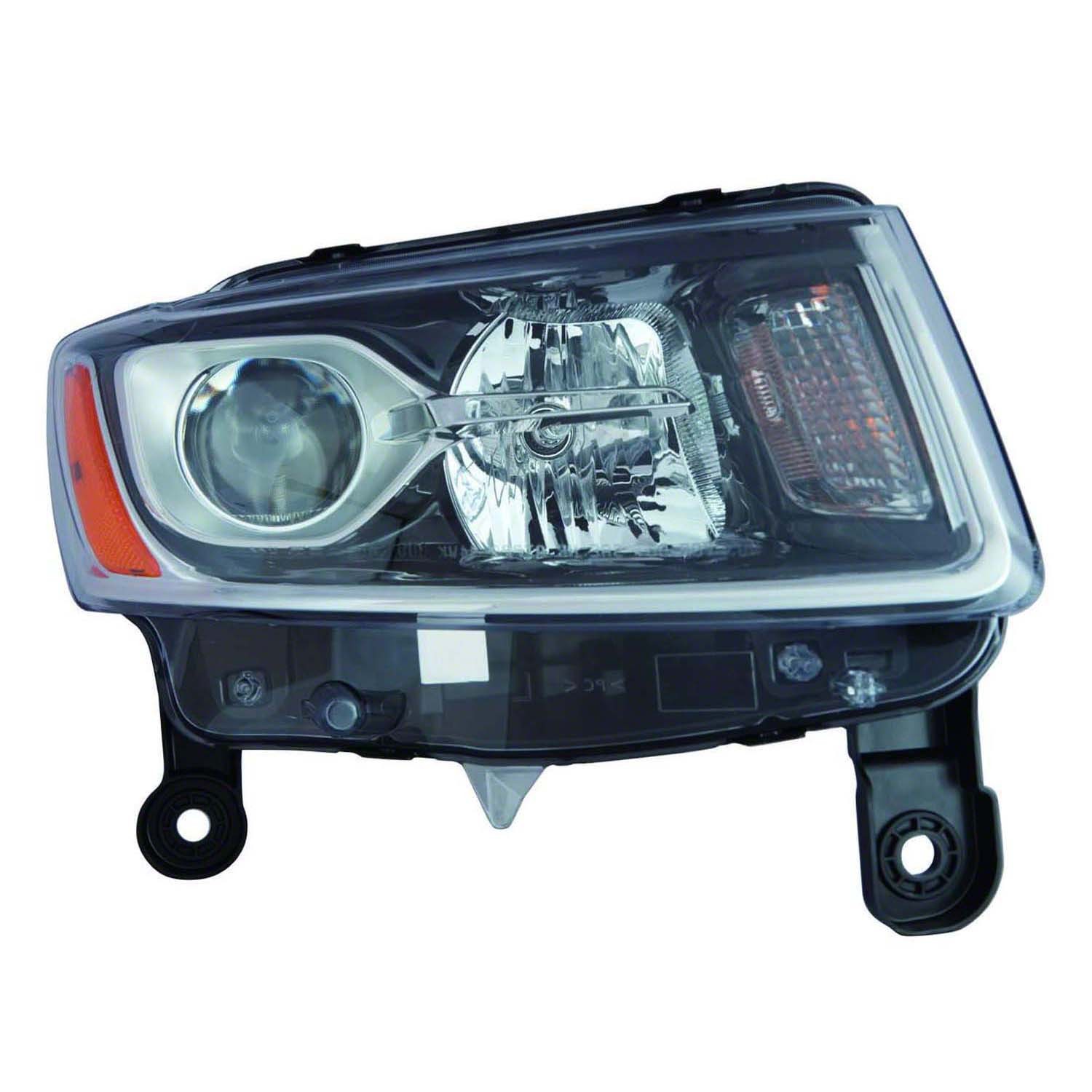 Headlight Assembly Composite Right Halogen Standard Type Chrome for Jeep Grand Cherokee 2014–2016