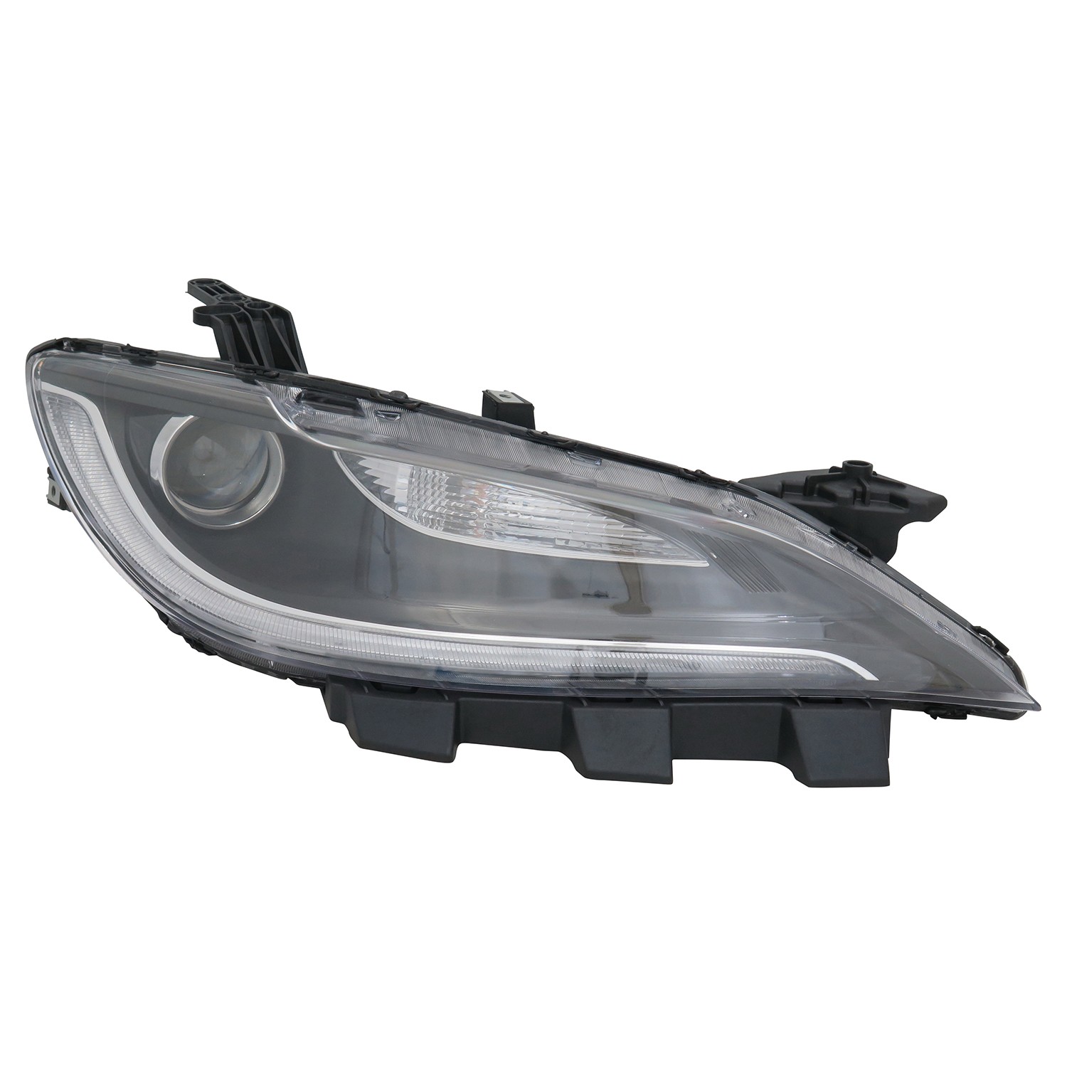Headlight Assembly Composite Right Halogen Black Trim for Chrysler 200 2015