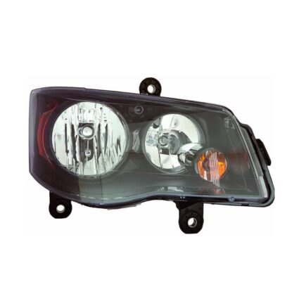 Headlight Assembly Composite Right Halogen Quad Lamps w/Black Bezel CAPA for Dodge Grand Caravan Chrysler Town & Country