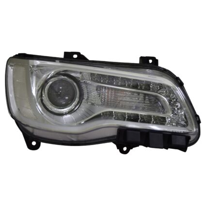 Headlight Assembly Composite Right Halogen Chrome Bezel for Chrysler 300 2015–2017
