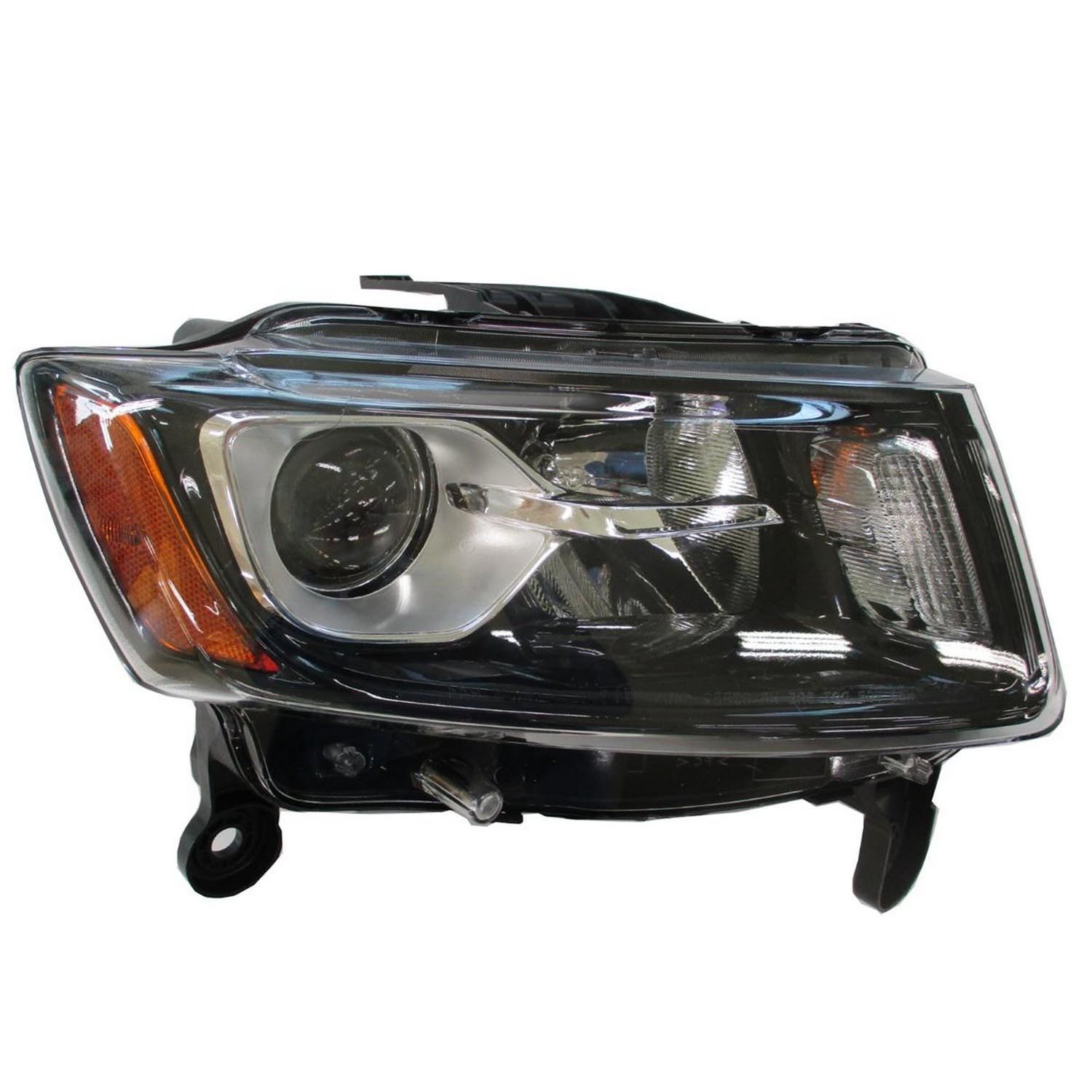 Headlight Assembly Composite Right Halogen Standard Type Black CAPA for Jeep Grand Cherokee 2014–2016