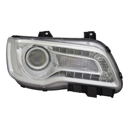 Headlight Assembly Composite Right Halogen Projector Type Chrome Bezel CAPA for Chrysler 300 2018–2023