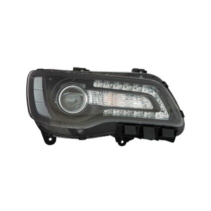 Headlight Assembly Composite Right Halogen Projector Type Black Bezel CAPA for Chrysler 300 2018–2023