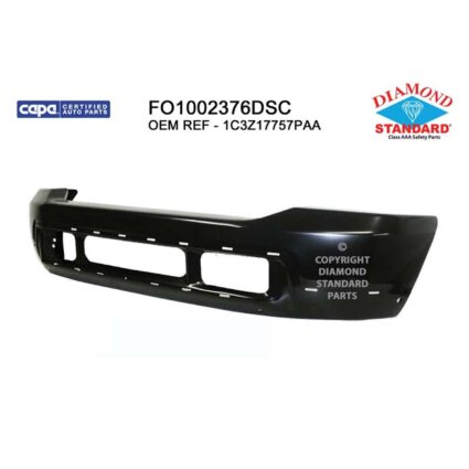 Bumper Face Bar Front w/Lower Valance Holes w/Upper Valance Panel Black CAPA for Ford Excursion F-250 Super Duty F-350 Super Duty