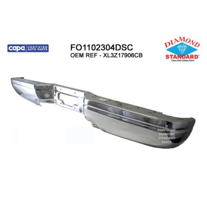 Bumper Face Bar Rear w/o Proximity Sensor Step Type Heritage Fits Super Duty Chrome CAPA for Ford F-150 F-150 Heritage F-250 Super Duty F-350 Super Duty