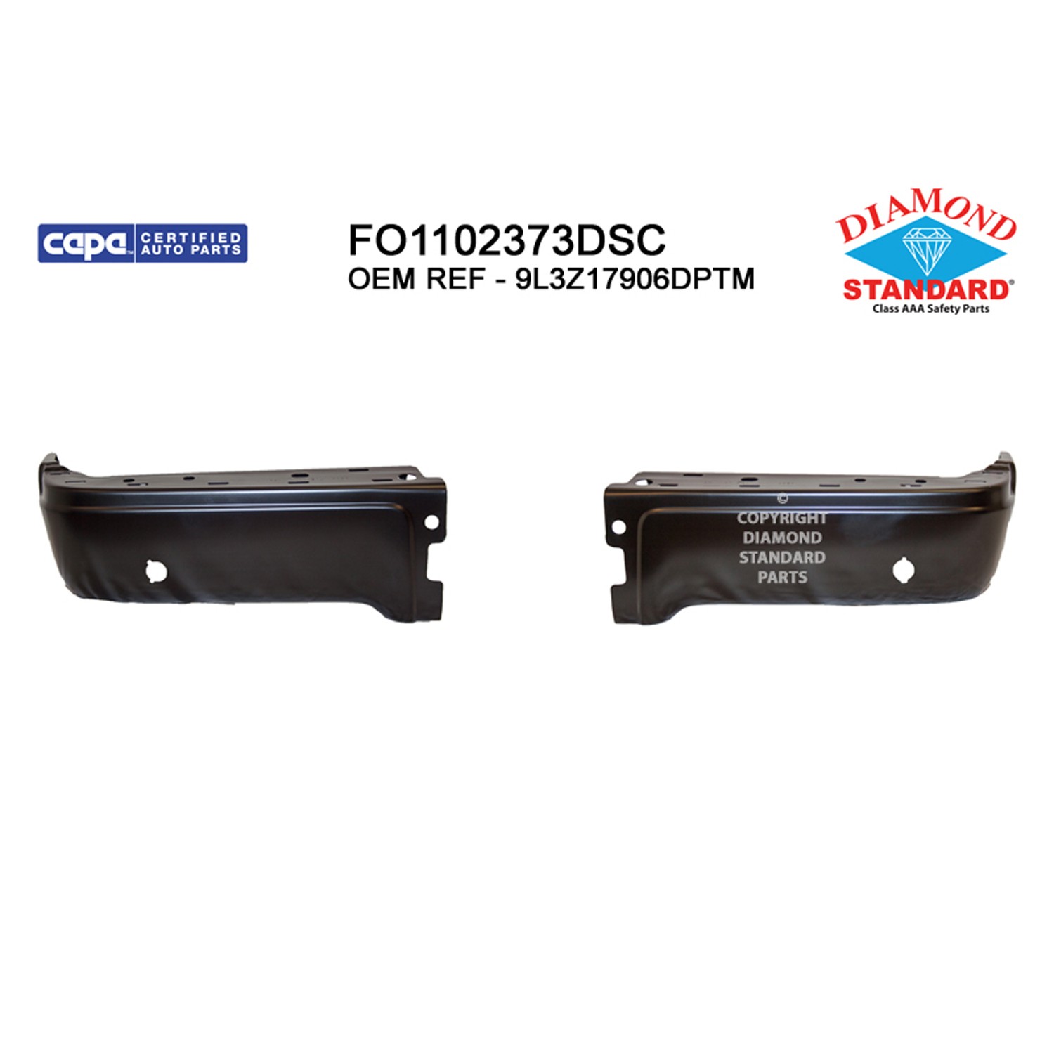 Bumper Face Bar Rear w/Rear Object Sensors Primed CAPA for Ford F-150 2009–2014