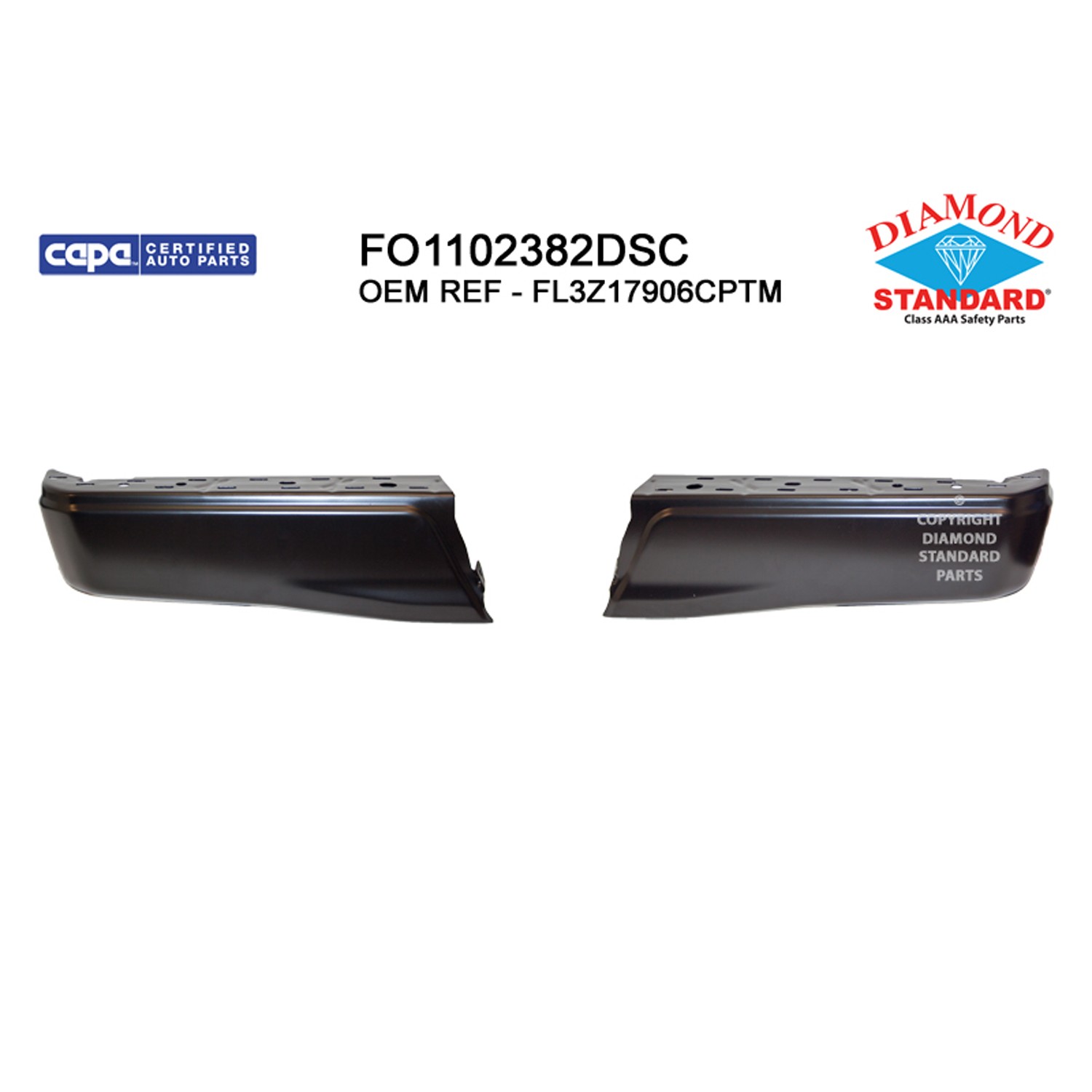 Bumper Face Bar Rear w/o Rear Object Sensors Primed CAPA for Ford F-150 2015–2020