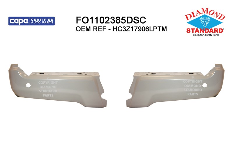 Bumper Face Bar Rear w/Parking Aid Sensors Primed CAPA for Ford F-250 Super Duty F-350 Super Duty F-450 Super Duty