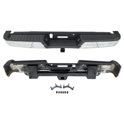Bumper Assembly Rear w/Med/Hvy Tow w/Parking Aid w/o Active Park w/Lamps Chrome for Ford F-150 2021–2024